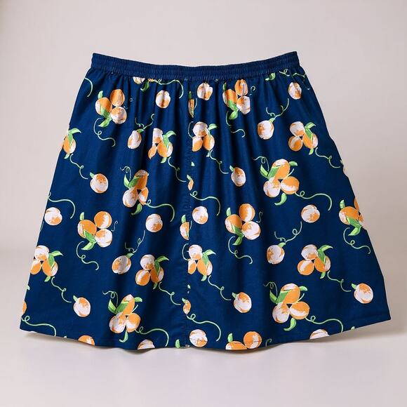 ModCloth Peaches Print A-Line Skirt with Pockets Size 2X Navy - Picture 1 of 10